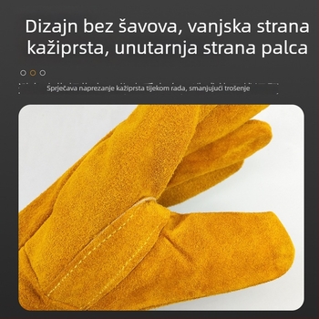 Rukavice za zavarivanje od pune kože goveda — mekane, otporne na habanje, otporne na visoke temperature, izolirane zaštite od topline