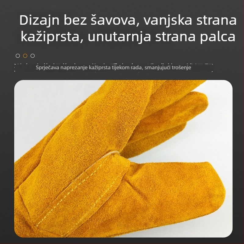 Rukavice za zavarivanje od pune kože goveda — mekane, otporne na habanje, otporne na visoke temperature, izolirane zaštite od topline