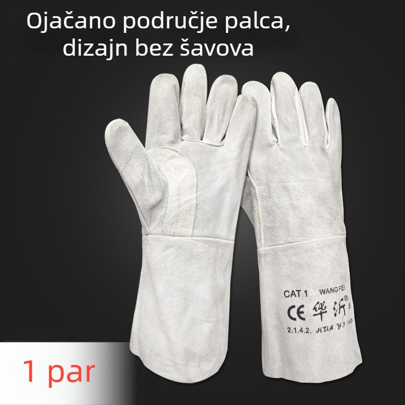 Rukavice za zavarivanje od pune kože goveda — mekane, otporne na habanje, otporne na visoke temperature, izolirane zaštite od topline