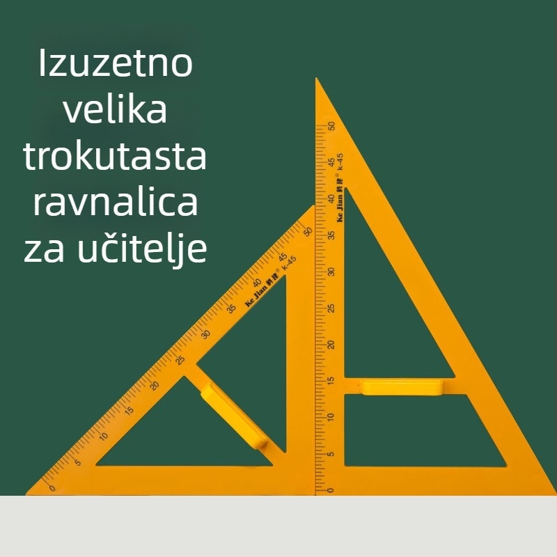 Plastični set pravokutnog trokuta s drškom za nastavu i crtanje