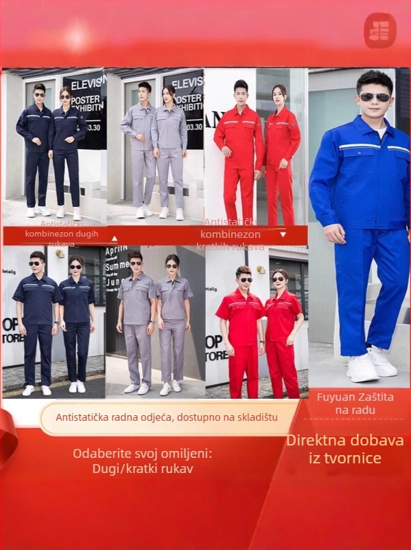 Antistatičko proljeće-jesen radno odijelo, unisex set za tvornicu i radionu, radna jakna s dugim rukavima za popravak automobila