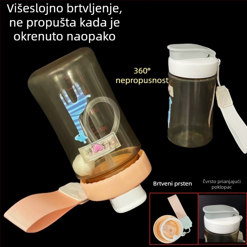 Pigeon poklopac za bočicu mlijeka i čašu za vodu s zamjenjivom cuclom; kompatibilno sa staklenim i plastičnim bočicama za bebe, uz remen za nošenje