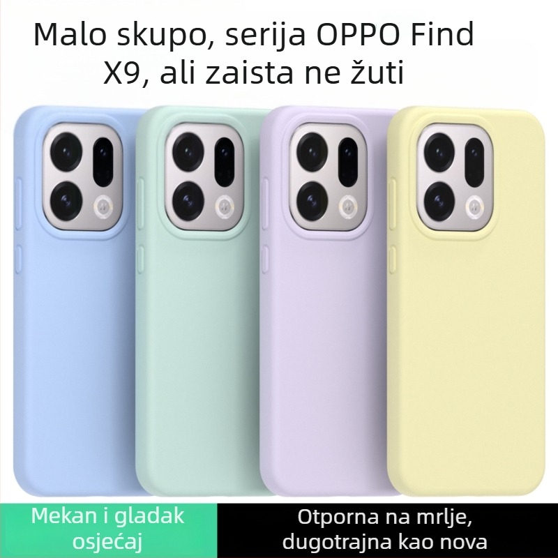 Kućište od tekućeg silikona s punim pokrićem za Oppo Reno 15 Pro – mekan dodir, otpornost na padove, mat završetak; boje: bijela, ružičasta, žuta, crvena, ljubičasta, siva, zelena, smeđa, plava, crna, antik bijela.