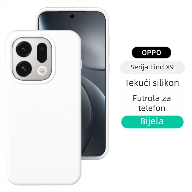 Kućište od tekućeg silikona s punim pokrićem za Oppo Reno 15 Pro – mekan dodir, otpornost na padove, mat završetak; boje: bijela, ružičasta, žuta, crvena, ljubičasta, siva, zelena, smeđa, plava, crna, antik bijela.