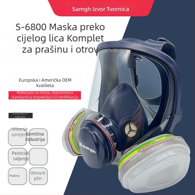 Samgh 6800 puna maska za zaštitu dišnih puteva sa silikonskim brtvama, PC lećama i filtrom s aktivnim ugljenom za kemijske raspršivanje, bojanje i zavarivanje