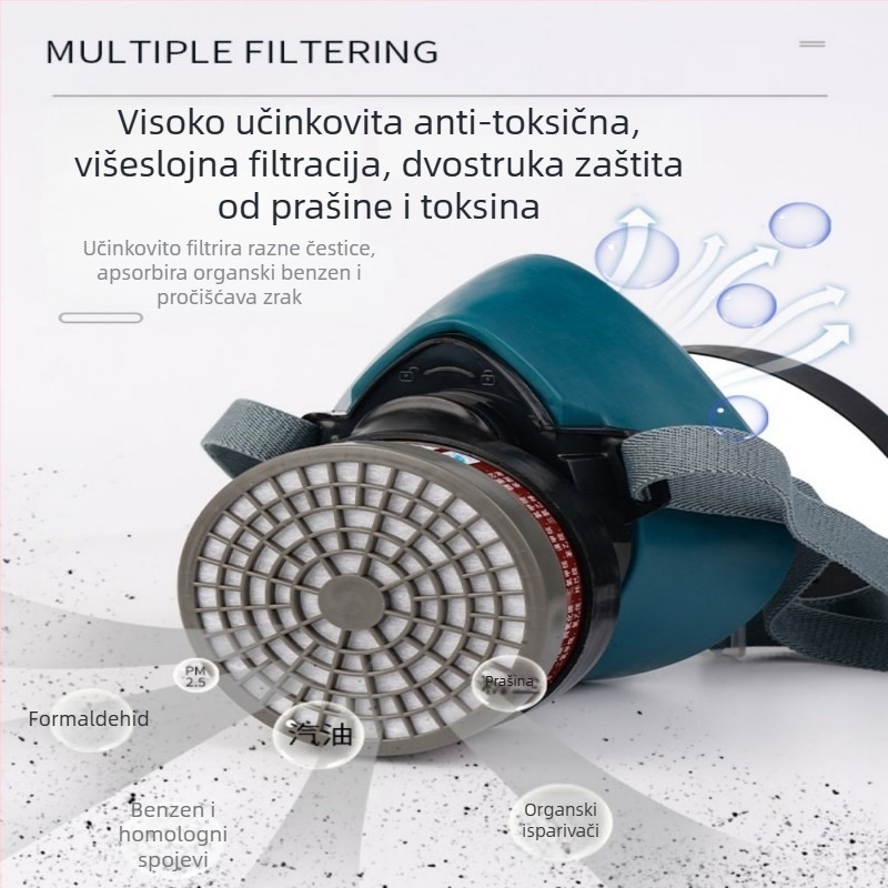 Potpuna maska za lice s aktivnim ugljenom, silikon – za kemijske plinove i sprej boje
