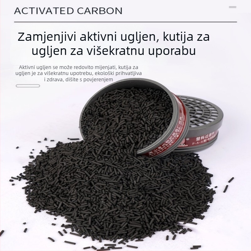Potpuna maska za lice s aktivnim ugljenom, silikon – za kemijske plinove i sprej boje