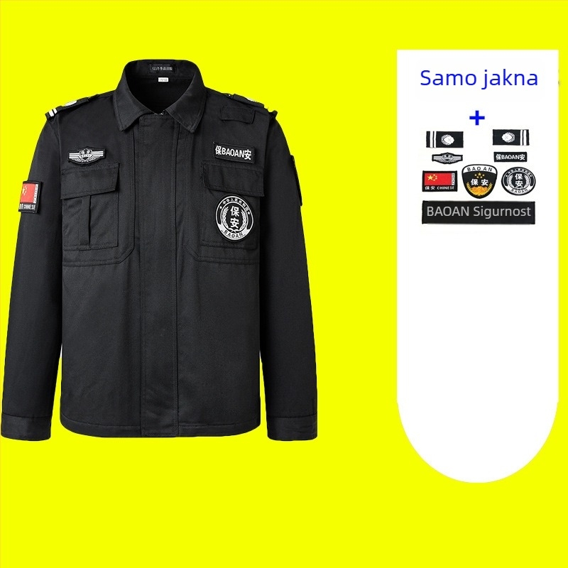 Muški crni komplet sigurnosne uniforme za proljeće, jesen i zimu – dugi rukav, radno/izviđačko odijelo