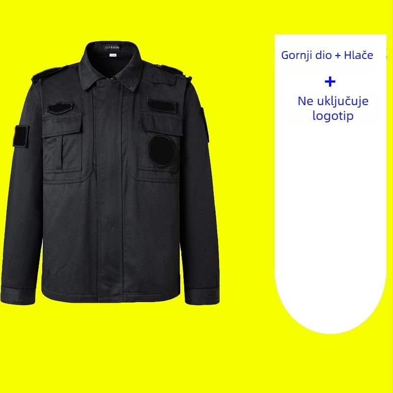 Muški crni komplet sigurnosne uniforme za proljeće, jesen i zimu – dugi rukav, radno/izviđačko odijelo