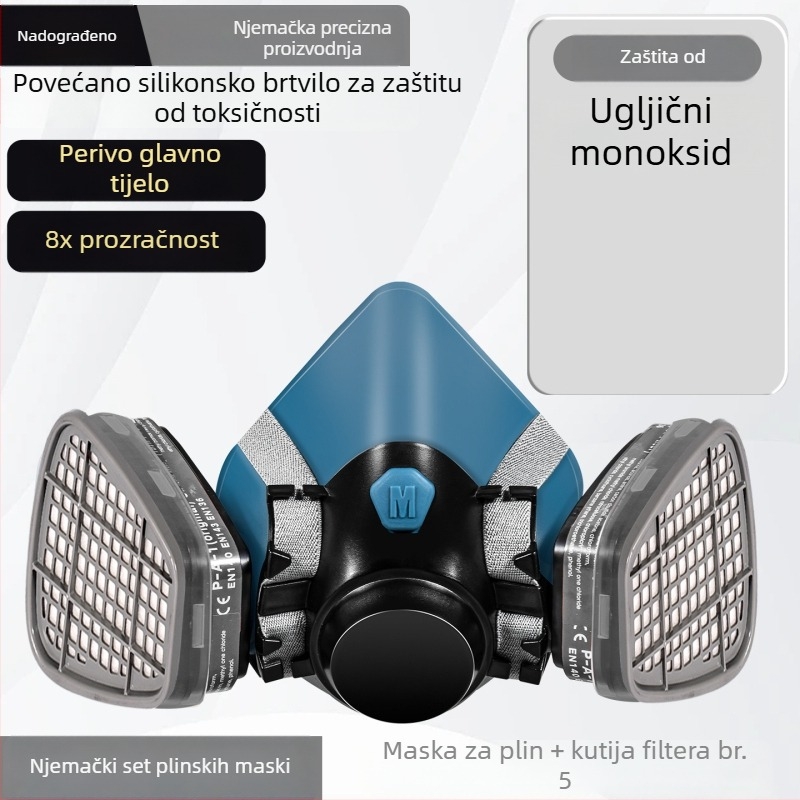 Gas maska za raspršivanje boje — zaštita od formaldehida, toksinih i kemijskih plinova, sumpor dioksida i teškog prašine