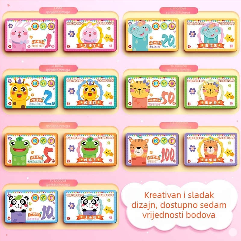Xin Guo kartica bodova nagrade za osnovnu školu — kartica pohvale i poticanja za djecu, kreativna slatka kartica za razred