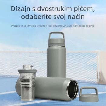 Boca za vodu od nehrđajućeg čelika sa širokim otvorom, američkog stila, jednim gumbom brzog otvaranja, držačem, vakuumska izolacija