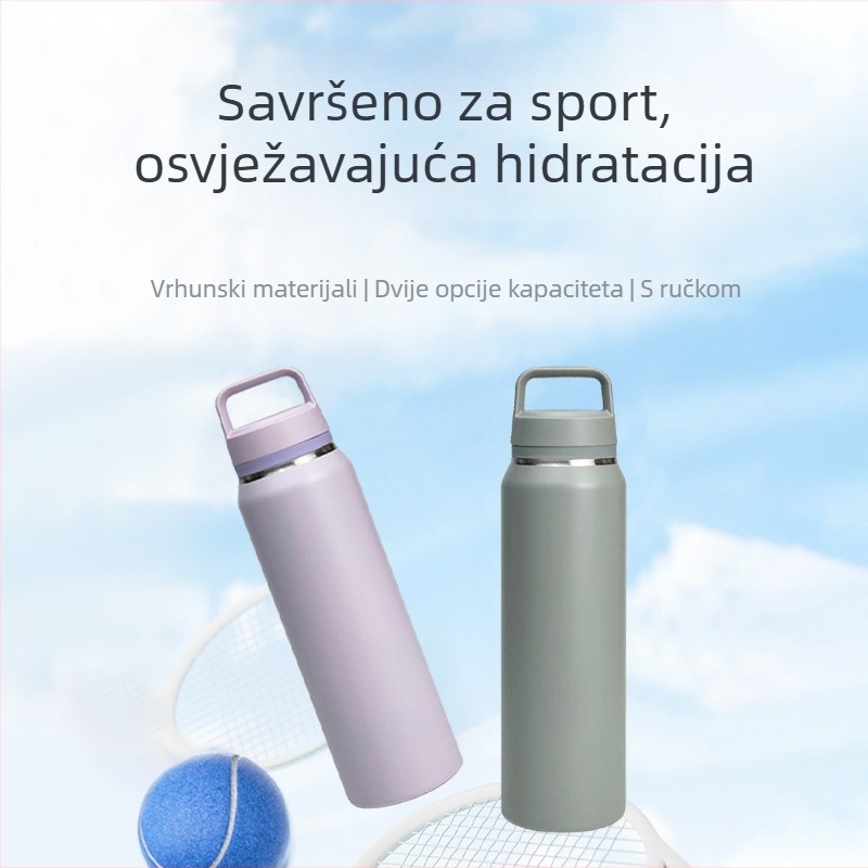 Boca za vodu od nehrđajućeg čelika sa širokim otvorom, američkog stila, jednim gumbom brzog otvaranja, držačem, vakuumska izolacija