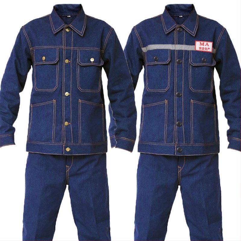 Denim radni komplet: jakna i hlaće za zavarivanje i popravke automobila, otporne na opekline, izdržljive, reflektirajuća radna odjeća za podzemnu eksploataciju