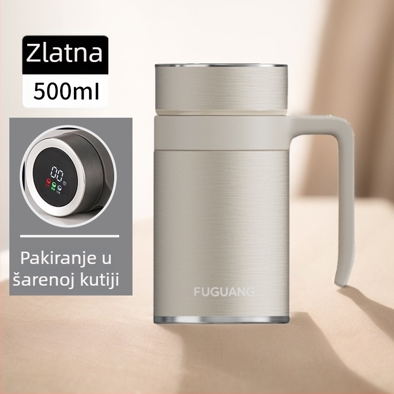 Fuguang termos od nehrđajućeg čelika s ručkom, velik kapacitet, čajni infuzor, unutarnji 316, vanjski 304, izolacija 6-12 sati, poslovni dar, tisk logotipa, pakiranje u šarenu kutiju