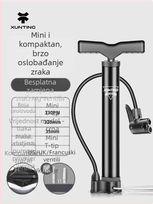 Prijenosna ručna pumpa za bicikle s visokim tlakom — mini pumpa za planinske bicikle i lopte