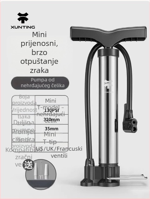 Prijenosna ručna pumpa za bicikle s visokim tlakom — mini pumpa za planinske bicikle i lopte