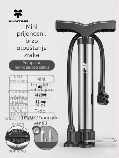 Prijenosna ručna pumpa za bicikle s visokim tlakom — mini pumpa za planinske bicikle i lopte