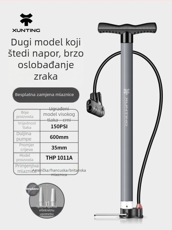 Prijenosna ručna pumpa za bicikle s visokim tlakom — mini pumpa za planinske bicikle i lopte