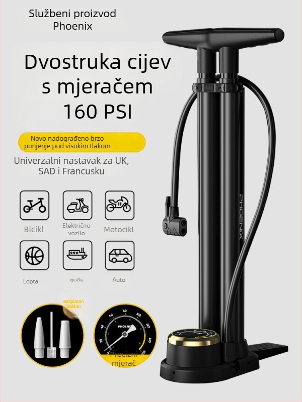 Prijenosna ručna pumpa za bicikle s visokim tlakom — mini pumpa za planinske bicikle i lopte
