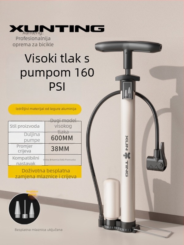 Prijenosna ručna pumpa za bicikle s visokim tlakom — mini pumpa za planinske bicikle i lopte