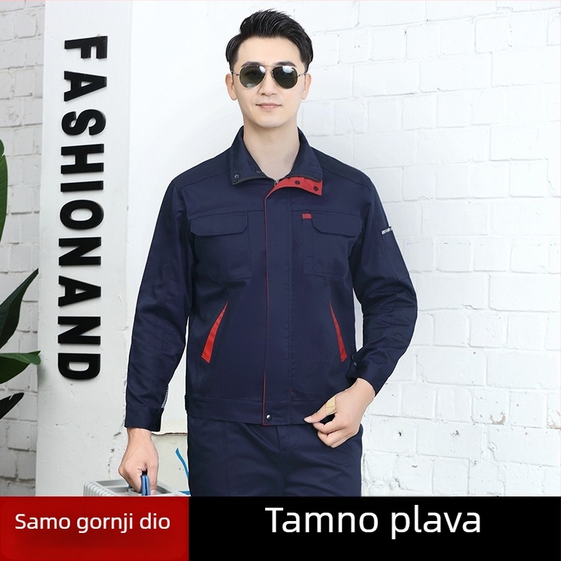 Muški set radne odjeće s dugim rukavima, otporan na trošenje, za tvornicu, radionu i gradilište, s ušivenim logotipom