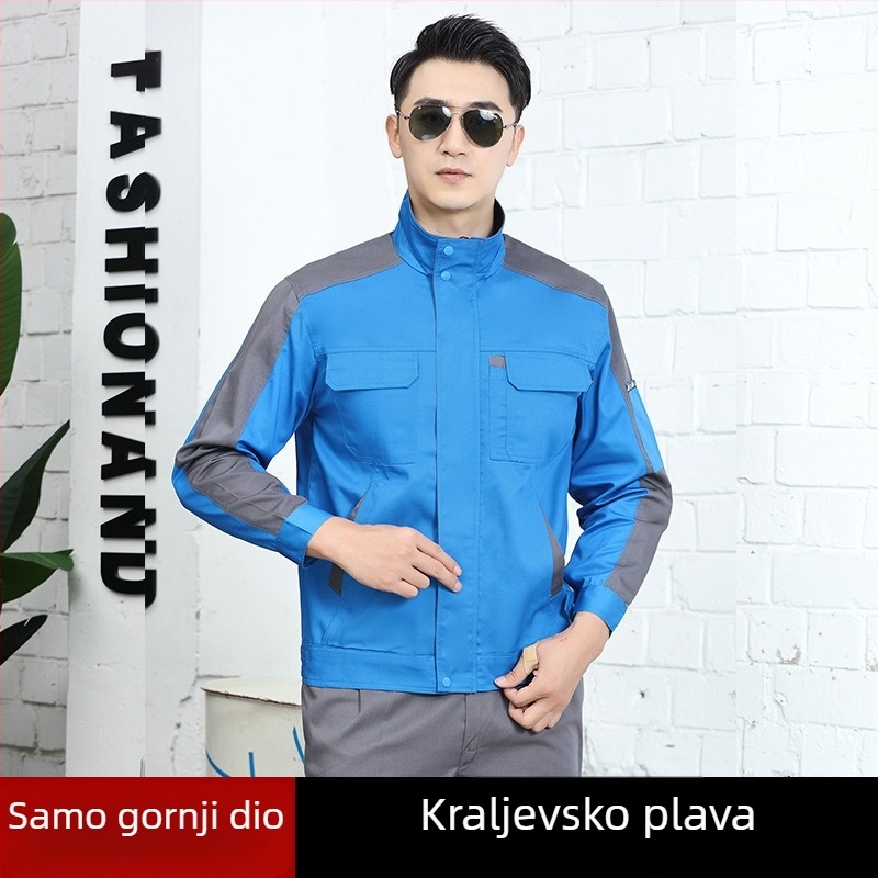 Muški set radne odjeće s dugim rukavima, otporan na trošenje, za tvornicu, radionu i gradilište, s ušivenim logotipom