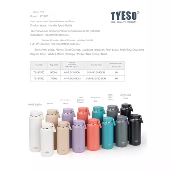 Tai Shuo termos šalice velike kapacitete za outdoor, unisex minimalistički dizajn, 304 nehrđajući čelik