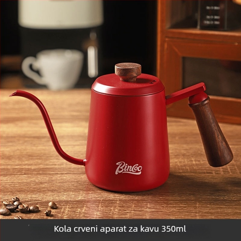 Bincoo Set za ručno prelijevanje kave s drvenom ručkom u uzorku oblaka, nehrđajući čelik, komplet za kućnu upotrebu, ručni mlaznik i lonac s dugim izljevom