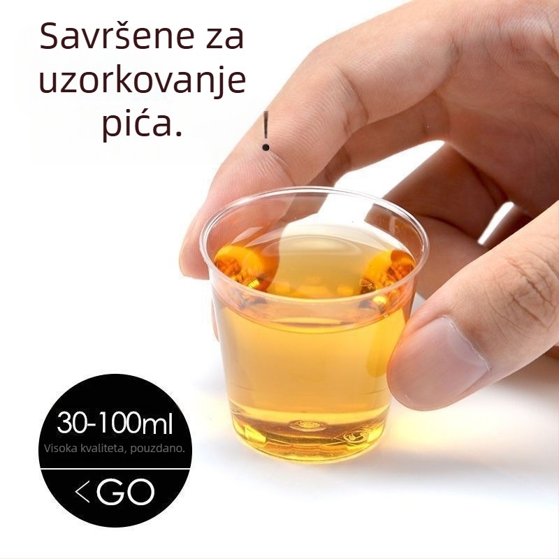 Jednokratne čaše za degustaciju, male veličine, prozirni tvrdi plast, ojačane, za degustaciju čajeva i pića, pojedinačno pakirane