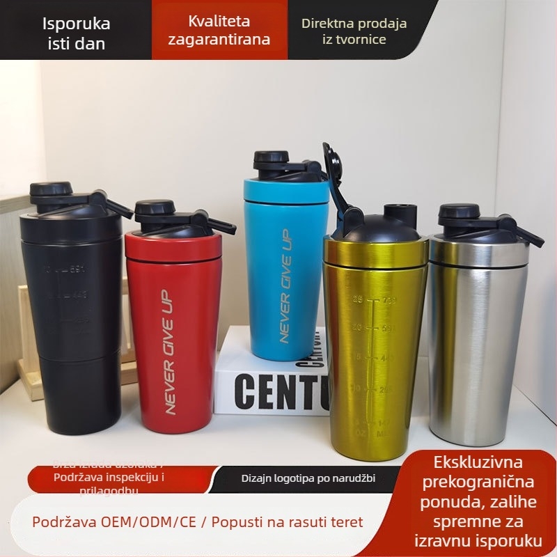 Šejker za proteine iz nehrđajućeg čelika 304, 500 ml, jednostruki dizajn, izolirana šalica za vanjski trening