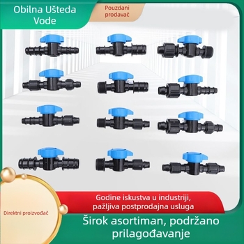 Set priključaka za kapljicu navodnjavanje: mekani spojnici, matice s vanjskim navojem, bypass ventili i ravni ventil – 100 kom