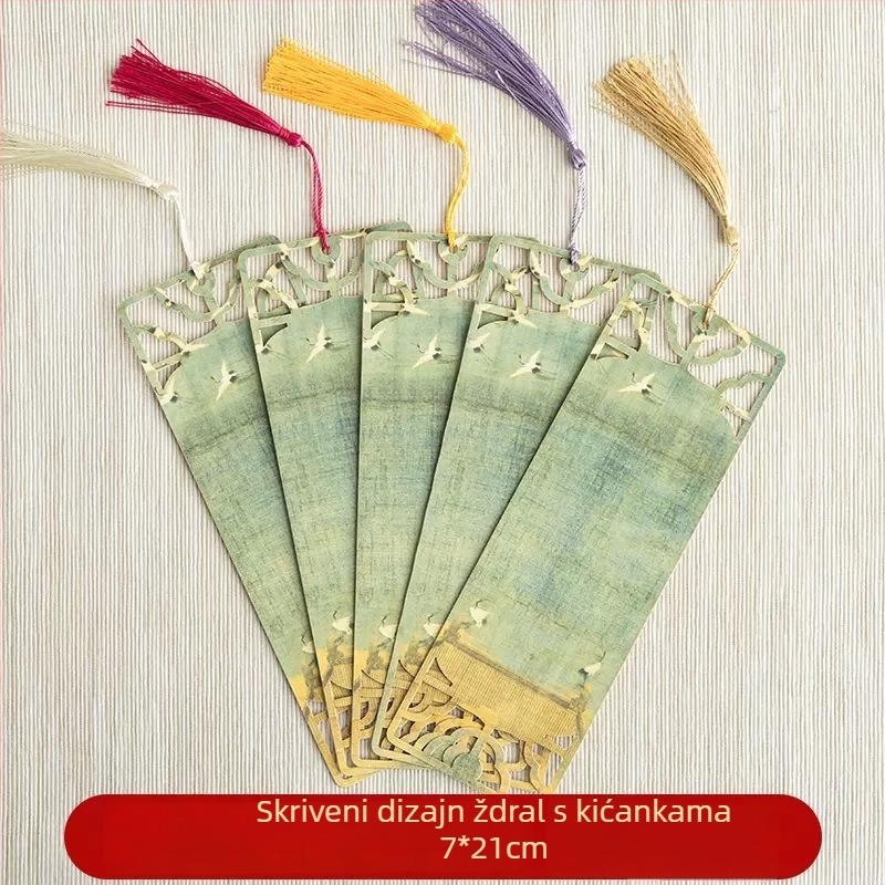 Označivač stranice u starinskom stilu s prorezanim dizajnom i resicom, Xuan papir za ručnu kaligrafiju
