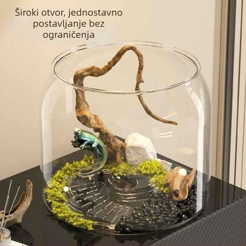 Desktopni akvarij za Kornjače s ekološkom dekoracijom i platformom za sunčanje