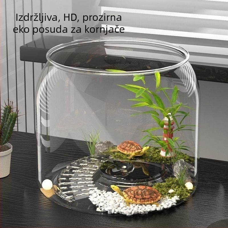 Desktopni akvarij za Kornjače s ekološkom dekoracijom i platformom za sunčanje