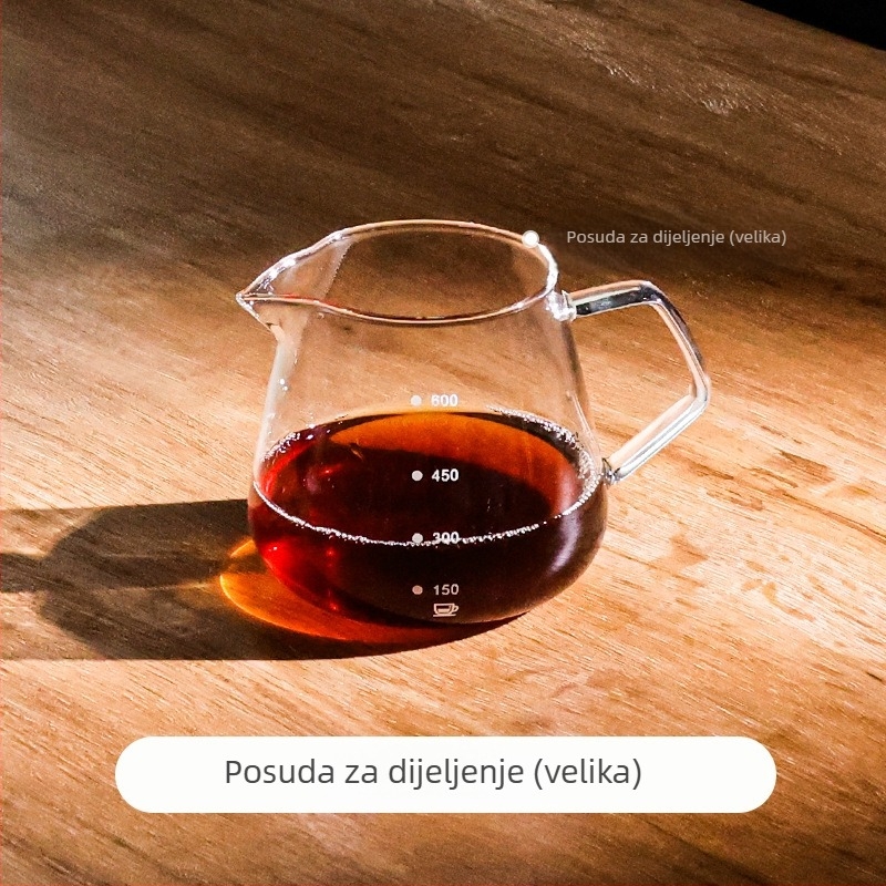 Ručno preljevna posuda za kavu s dizajnom oblaka, posuda za dijeljenje, debelo otporno staklo sa mjernom skalom, mjernica, lagani luksuzni stil