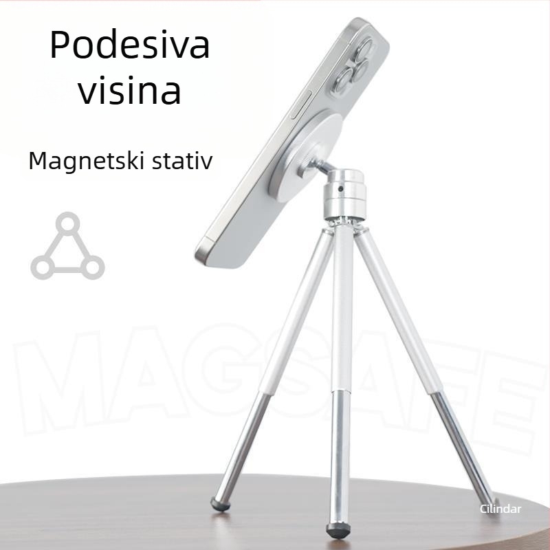 Sklopivi držač za telefon s trostrukim nogama, aluminijska legura, prijenosni magnetski nosač s navojem, mini teleskop