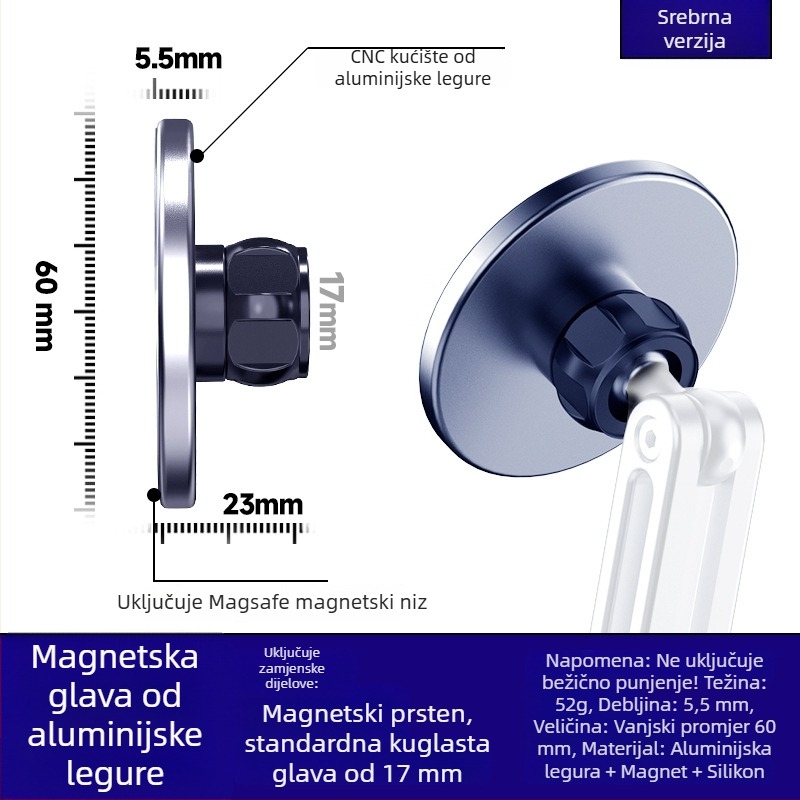 Sklopivi držač za telefon s trostrukim nogama, aluminijska legura, prijenosni magnetski nosač s navojem, mini teleskop