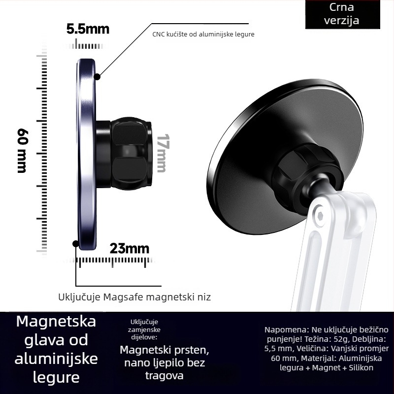 Sklopivi držač za telefon s trostrukim nogama, aluminijska legura, prijenosni magnetski nosač s navojem, mini teleskop