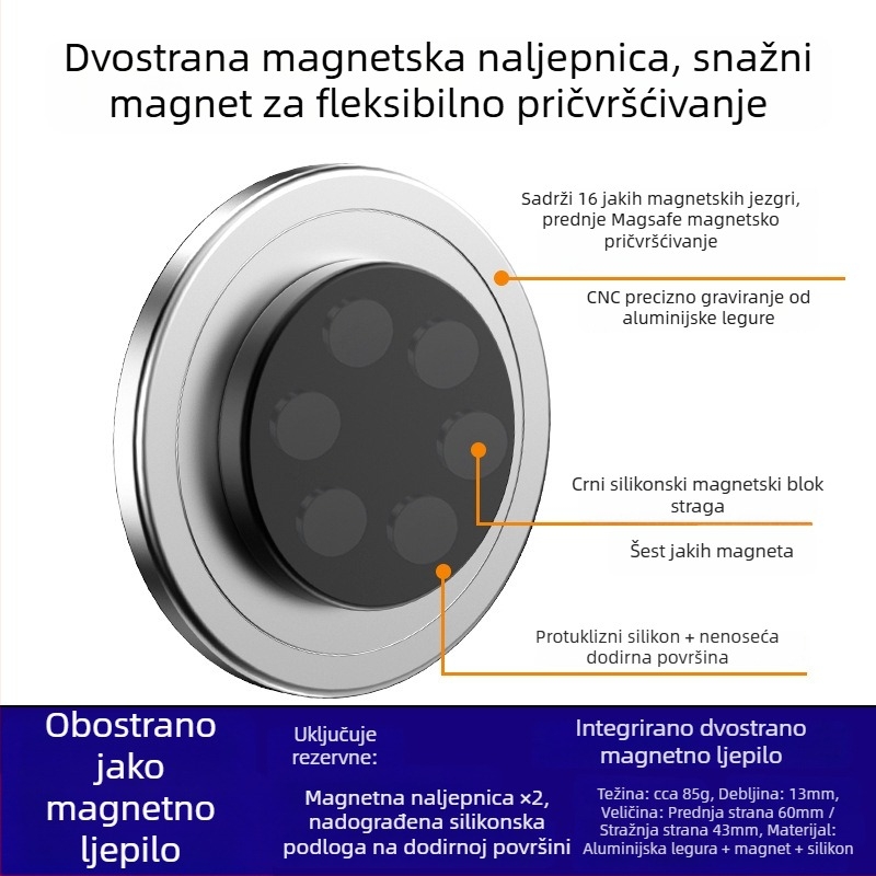 Sklopivi držač za telefon s trostrukim nogama, aluminijska legura, prijenosni magnetski nosač s navojem, mini teleskop