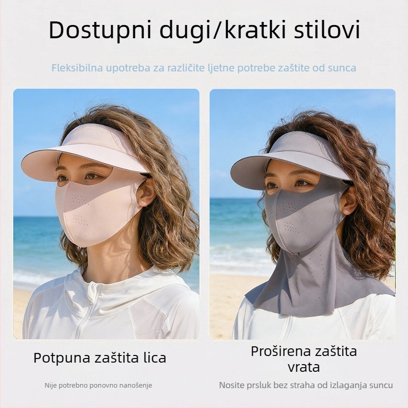 Odvojiva maska za zaštitu od sunca s kapuljačom i obodom, integrirana zaštita vrata, potpuna UV zaštita lica, za žene