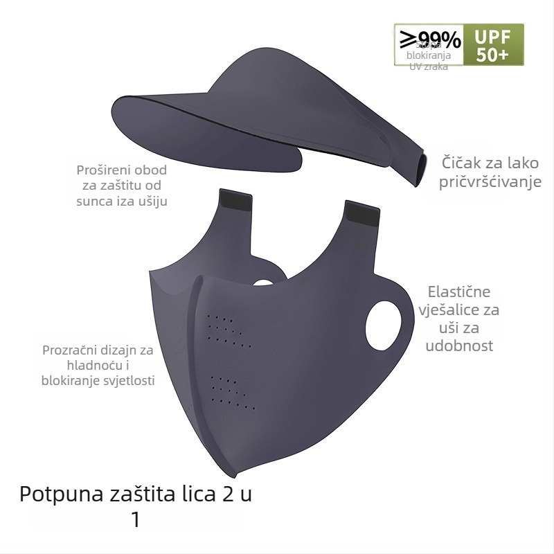 Odvojiva maska za zaštitu od sunca s kapuljačom i obodom, integrirana zaštita vrata, potpuna UV zaštita lica, za žene
