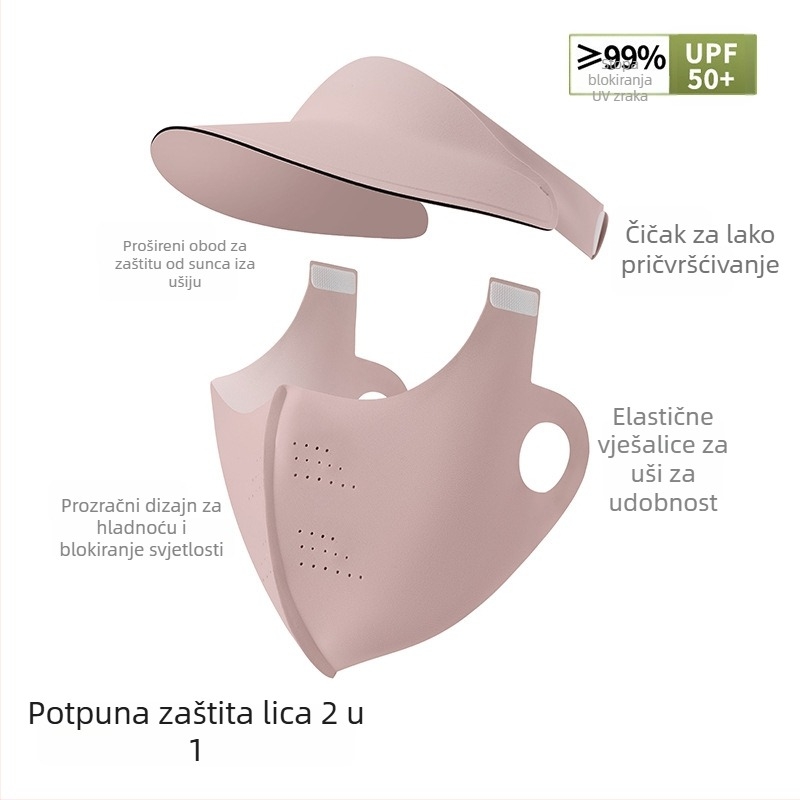Odvojiva maska za zaštitu od sunca s kapuljačom i obodom, integrirana zaštita vrata, potpuna UV zaštita lica, za žene