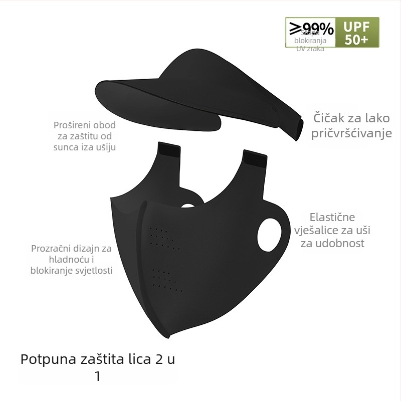 Odvojiva maska za zaštitu od sunca s kapuljačom i obodom, integrirana zaštita vrata, potpuna UV zaštita lica, za žene