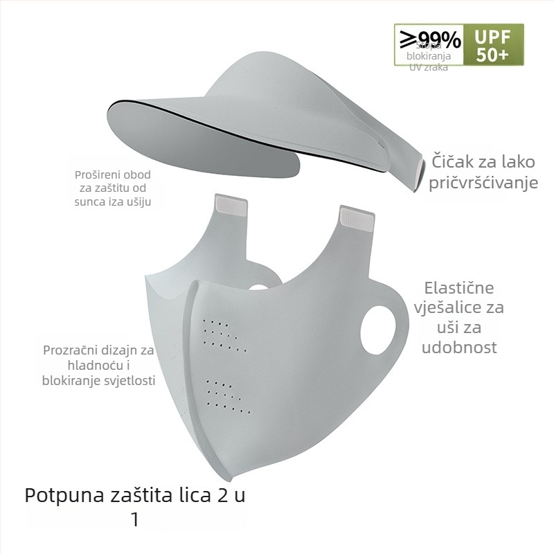 Odvojiva maska za zaštitu od sunca s kapuljačom i obodom, integrirana zaštita vrata, potpuna UV zaštita lica, za žene