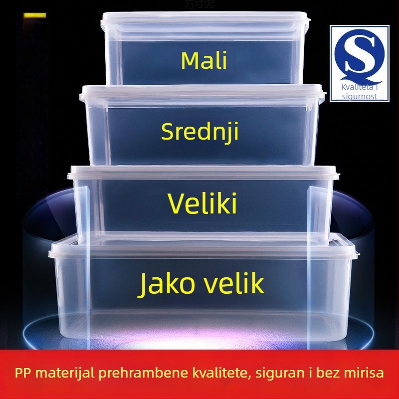 Velika prozirna plastična kutija za pohranu s poklopcem, prehrambene kvalitete, pogodna za hladnjak, zamrzivač i mikrovalnu, kućna upotreba, hermetički zatvarač