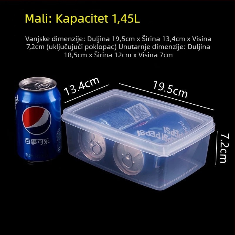 Velika prozirna plastična kutija za pohranu s poklopcem, prehrambene kvalitete, pogodna za hladnjak, zamrzivač i mikrovalnu, kućna upotreba, hermetički zatvarač