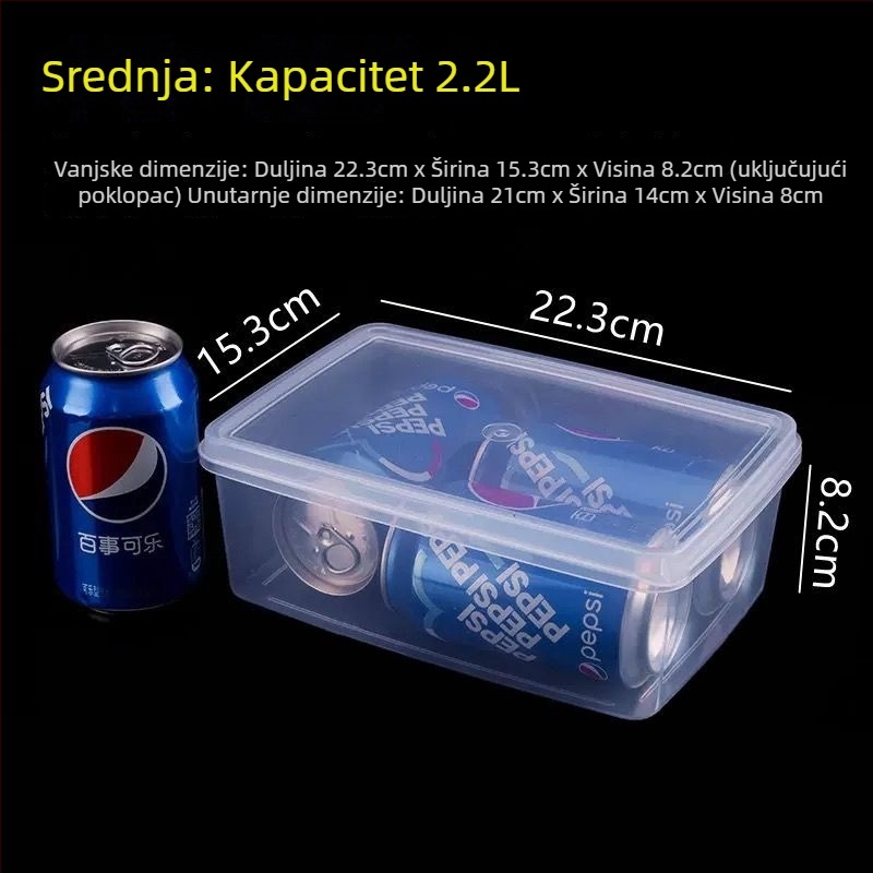 Velika prozirna plastična kutija za pohranu s poklopcem, prehrambene kvalitete, pogodna za hladnjak, zamrzivač i mikrovalnu, kućna upotreba, hermetički zatvarač