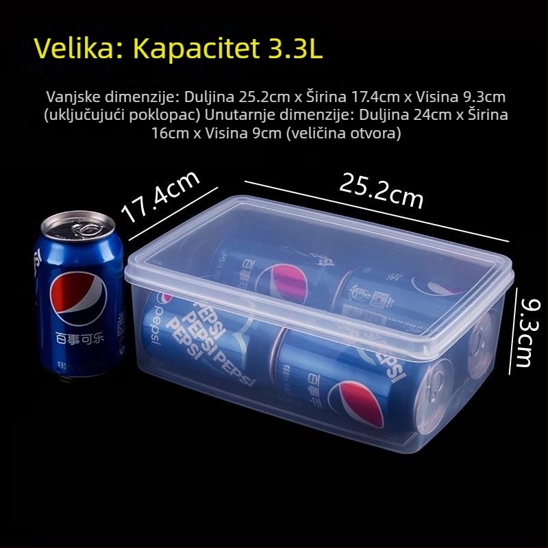 Velika prozirna plastična kutija za pohranu s poklopcem, prehrambene kvalitete, pogodna za hladnjak, zamrzivač i mikrovalnu, kućna upotreba, hermetički zatvarač