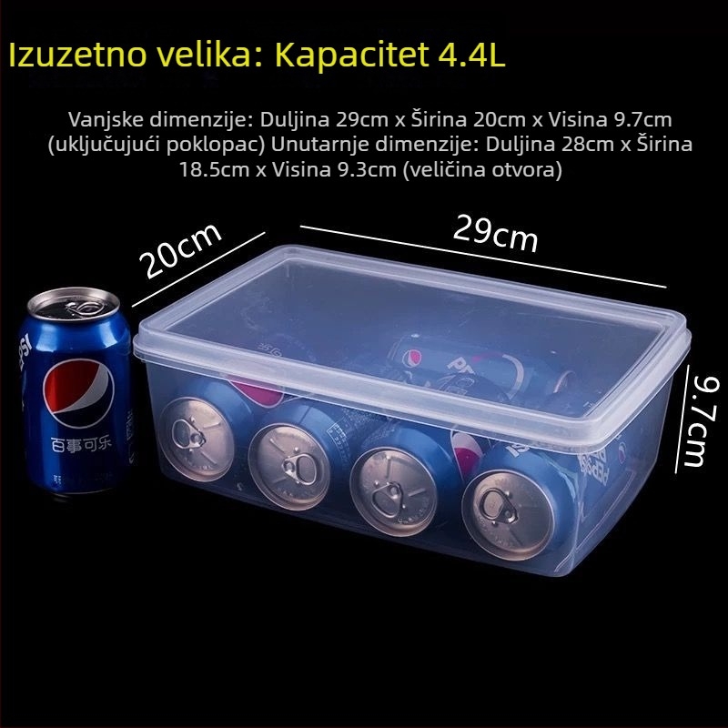 Velika prozirna plastična kutija za pohranu s poklopcem, prehrambene kvalitete, pogodna za hladnjak, zamrzivač i mikrovalnu, kućna upotreba, hermetički zatvarač